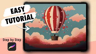 Learn to draw VALENTINES DAY Landscape on your iPad - EASY Procreate Beginners Tutorial