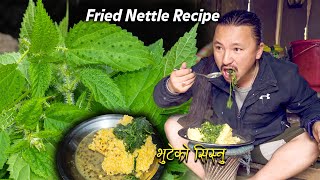 Fried Nettle Recipe with corn Rice | Sisnu Theplo | Nepali Traditional Village food | Village vlog