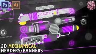 Tutorial: 2D Mechanical Headers (Photoshop CC + Illustrator CC) by Qehzy