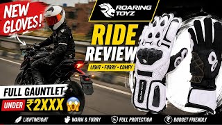New Roaring Toyz Gloves 😱 | Full Gauntlet Ride Review | Lightweight, Furry & Under ₹2XXX!