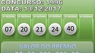 Resultado da Mega Sena Concurso 1996 | 13/12/2017 [CC]