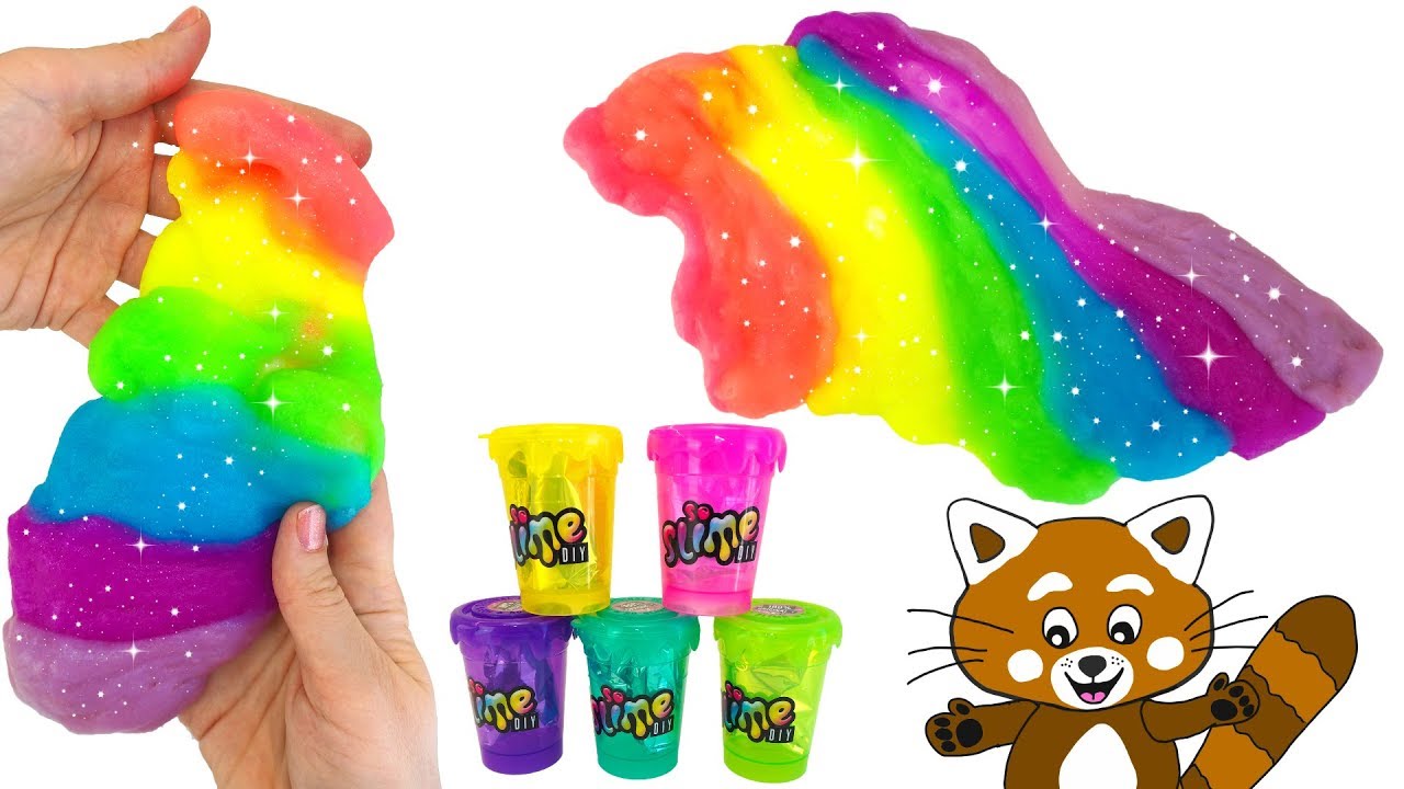 Slime på svenska - Gör slime i regnbågens färger - Rolig lek för barn med massor av slajm & lek