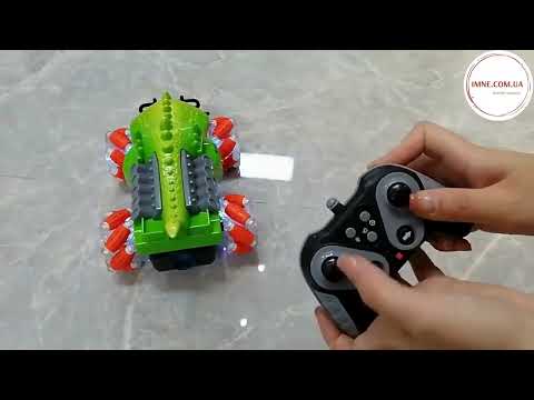 Интерактивная машинка вездеход Монстр трак на р/у и браслете / Игрушечный автомобиль роликовые колеса свет пар, видео 1