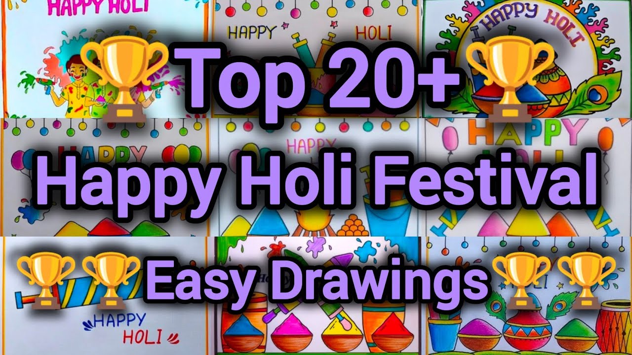 Happy Holi Drawing Ideas/Holi Drawing Easy/Holi Special Colours Drawing/Holi Festival Drawing Poster