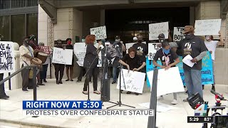 Group rallies at City Hall to call for removal of Confederate monument at Springfield Park
