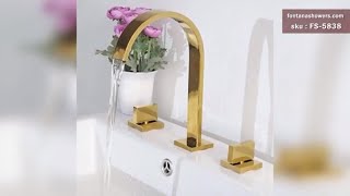 Venice Gold Plated Bathroom 3pcs Sink Faucet Dual Handles Centerset Mixer Tap