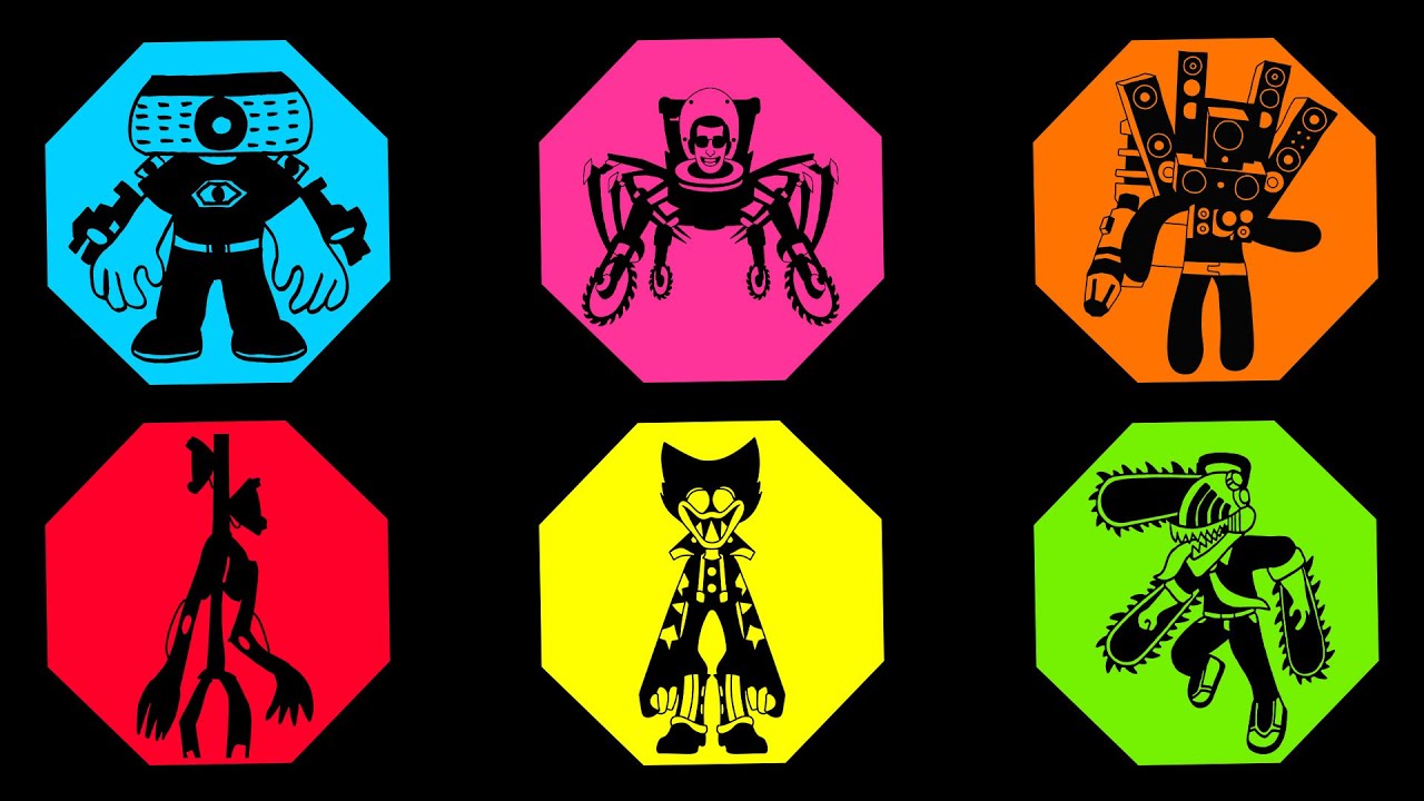 Skibidi Toilet : Huggy Wuggy, Cameraman, Traffic Light Head, Rainbow Friends