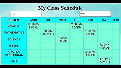 Class Schedule using html and  css by France Coding|Tutorial