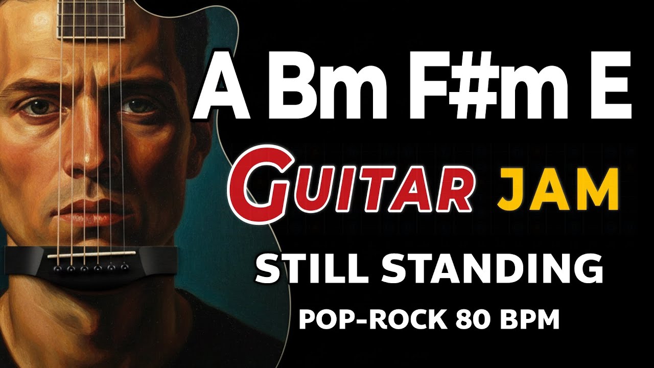A Bm F♯m E Backing Track | 80 BPM | A Major Jam Track | Pop Rock Guitar Practice