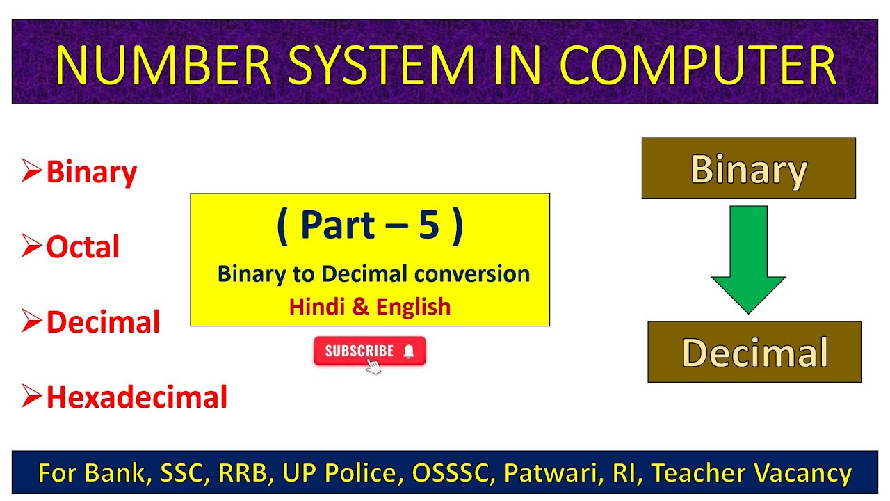 Binary to Decimal Conversion || number system conversion - YouTube