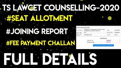 Seat allotment, Joining Report & Fee Payment Challan | TS Lawcet counselling | By Krishna