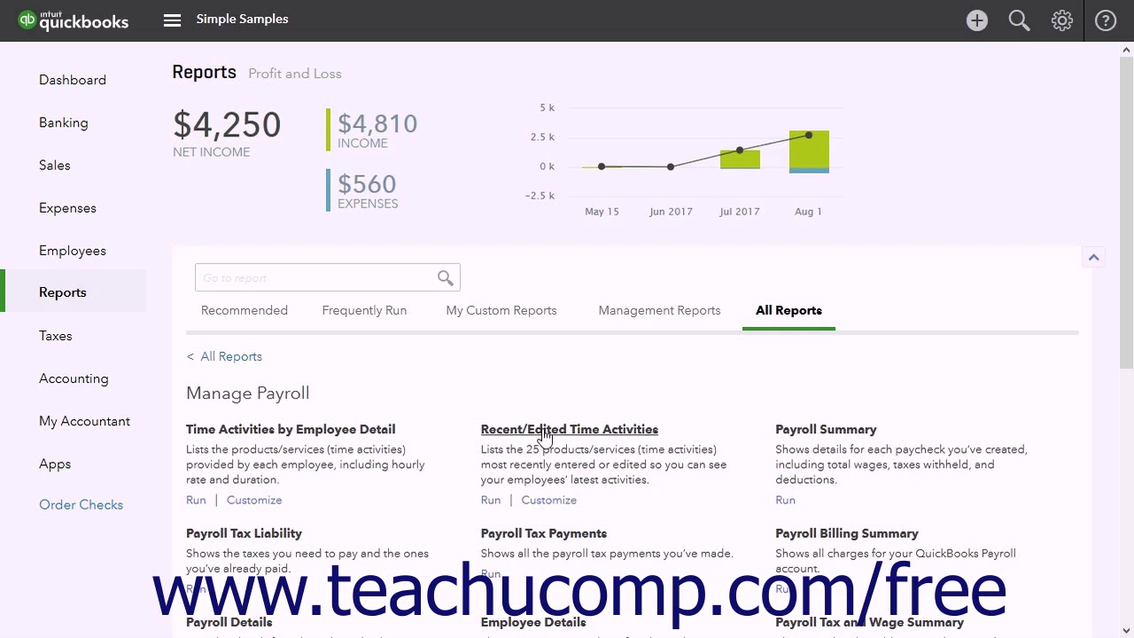 QuickBooks Online Plus 2017 Tutorial Using Time Reports Intuit Training ...