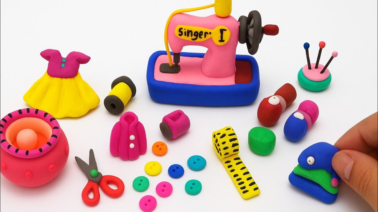 DIY How to Make Polymer Clay Miniature Sewing Machine Set | Sewing Tools and Accessories | Miniature