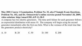 Exam P exercise for October 10, 2018