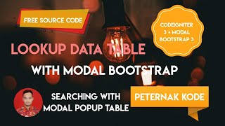 CODEIGNITER 3 LOOKUP TABLE WITH MODAL POPUP BOOTSTRAP 3