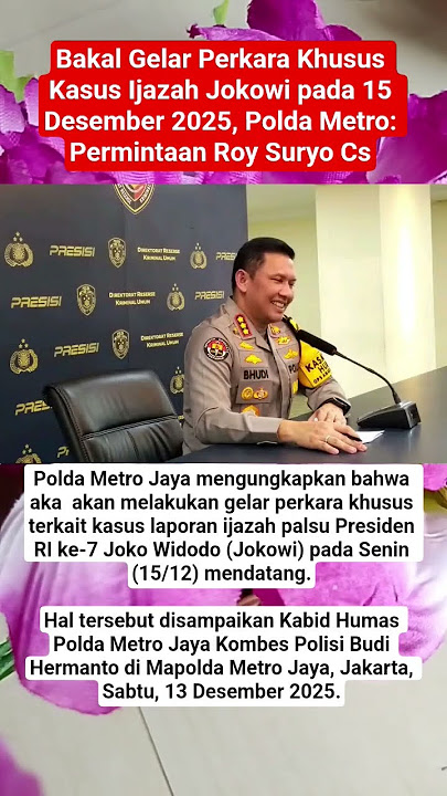 Download lagu Bakal Gelar Perkara Khusus Kasus Ijazah Jokowi pada 15 Desember 2025, Polda Metro: Permintaan Roy