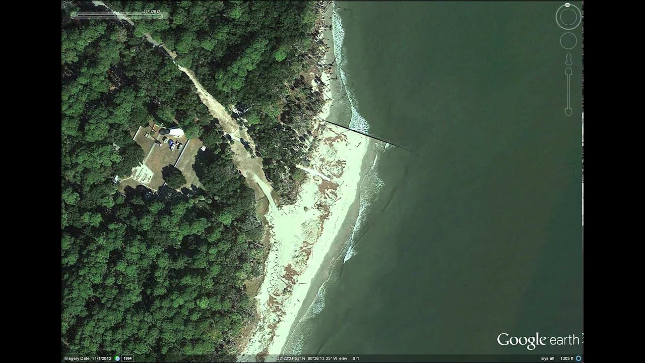 Beaufort South Carolina Hunting Island erosion 1994 to 2012