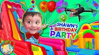 Shawn's 2nd Birthday Party! BOUNCE HOUSE Inflatable Outdoor Playground Giant Slides FUNnel VIsi screenshot 5