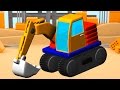 Мультфильм конструктор 3D - экскаватор на стройке - build and play