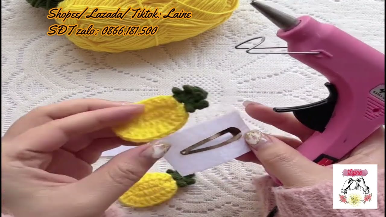#35 DIY Kẹp tóc trái thơm cho bé gái |Crochet Hairclip| Hướng dẫn móc kẹp tóc| HANDMADEWITHLAINE