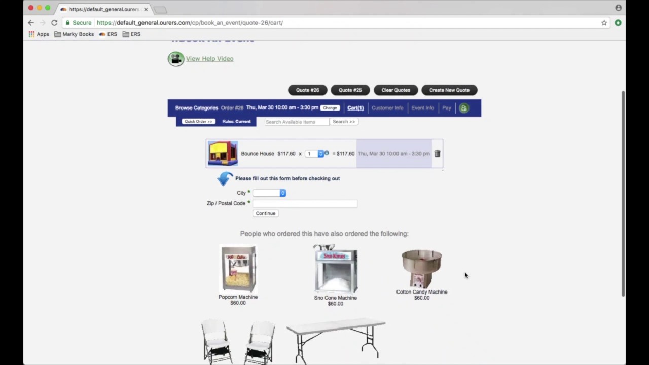 Event Rental Systems Mix and Match Feature
