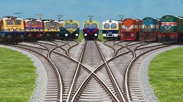 9 Indian Railways High Speed📊Trains Crossing | At Daimond Branched Bumpy Railroad Track