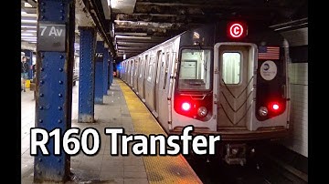 ⁴ᴷ 4-Car R160 C Train Transfer passing 7th Ave-53rd St