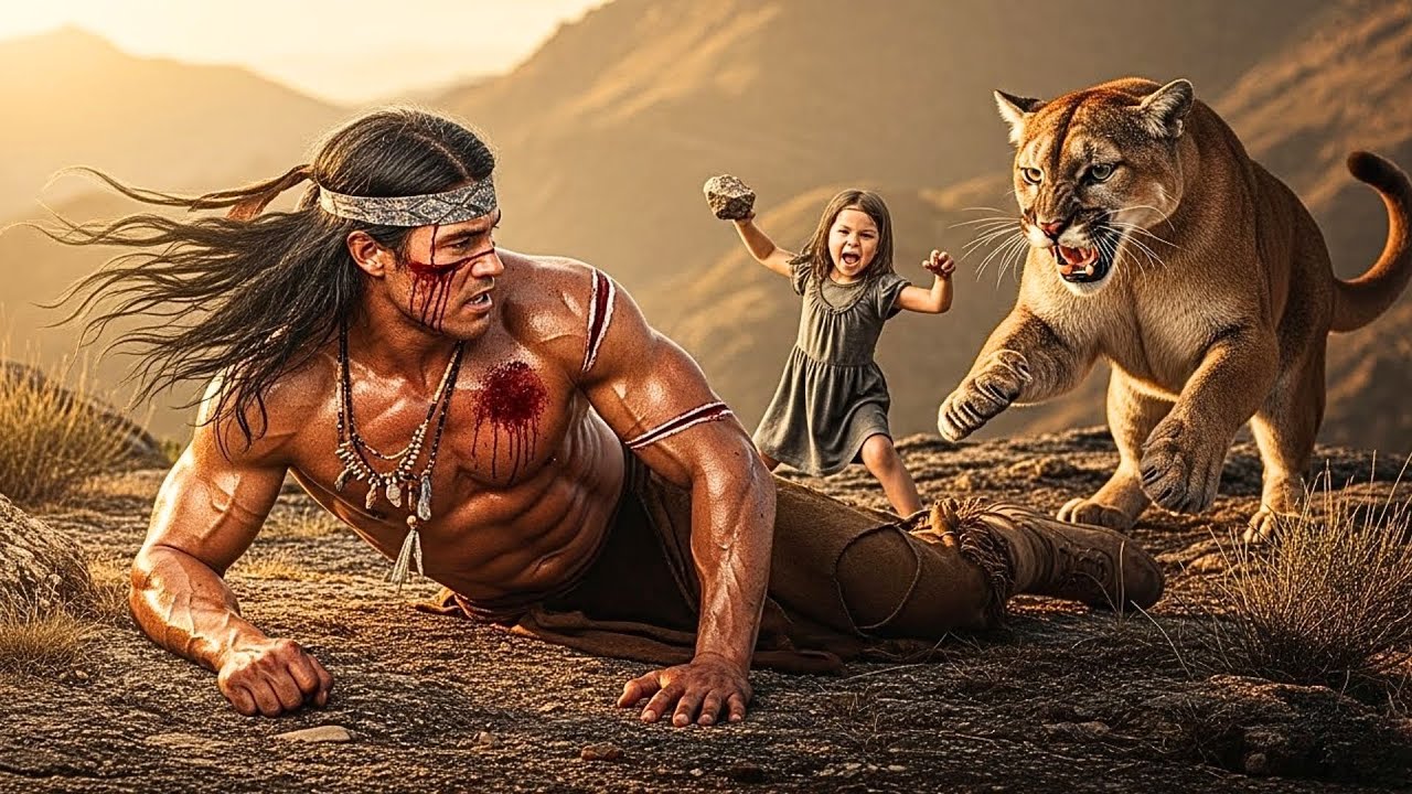 ¡EL PUMA IBA A DEVORAR AL APACHE HERIDO... Entonces una Niña Pequeña Gritó y Lanzó Piedras!