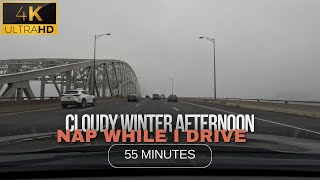 Cloudy winter afternoon drive in Canada  55 minutes  Nap While I Drive