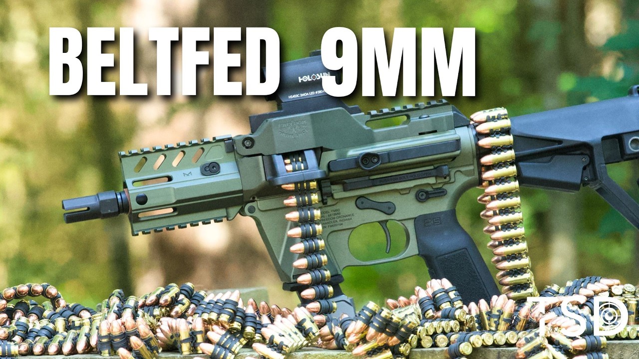 Testing out the newest version of the @freedomordnancemfg3432 FM-9D belted 9mm.  They have designed this from the ground up to be a durable dual-feed (Takes Glock Mags!) beltfed system that is not only reliable but impressively accurate!All links and info: https://chirp.me/topshot
Older linktree: https://bit.ly/m/topshotdustin
Ear pro: https://bit.ly/3lFqpDS
Eye pro: https://bit.ly/46Sd0y8
*Some of these are affiliate links, thank you for supporting the channelBeat the censorship by signing up for emails at http://topshotdustin.comBig thanks to the Patrons!  You guys ROCK! https://www.patreon.com/topshotdustinhttp://topshotdustin.com
http://facebook.com/topshotdustin
http://instagram.com/topshotdustin
#topshotdustinThis test is for educational purposes and is specifically filmed and produced in accordance with YouTube's community guidelines. Dustin is a certified, licensed, and insured firearms instructor.  Everything was filmed on an OFFICIAL GUN RANGE and closed range with all the proper safety precautions.  Do not attempt to duplicate anything yourself.0:00 Beltfed 9mm #Topshottreeserivice #1
1:11 Plinking with a beltfed
1:47 FM-9D overview
4:26 Accuracy test with 4" barrel
5:13 Loading the belt
5:58 8" upper plinking
7:33 Subsonic quietness
8:29 Manual of Arms
9:23 Details of the FM-9D
12:39 Subsonic Top Shot Tree Service