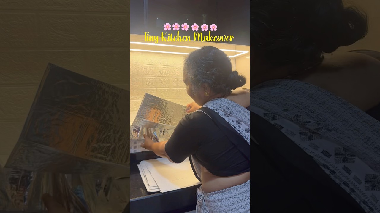 Tiny Kitchen Makeover — Applying Wallpaper on Tiles (Easy DIY) 