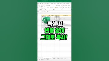 엑셀 표 변형 없이 그대로 복사하는 방법!