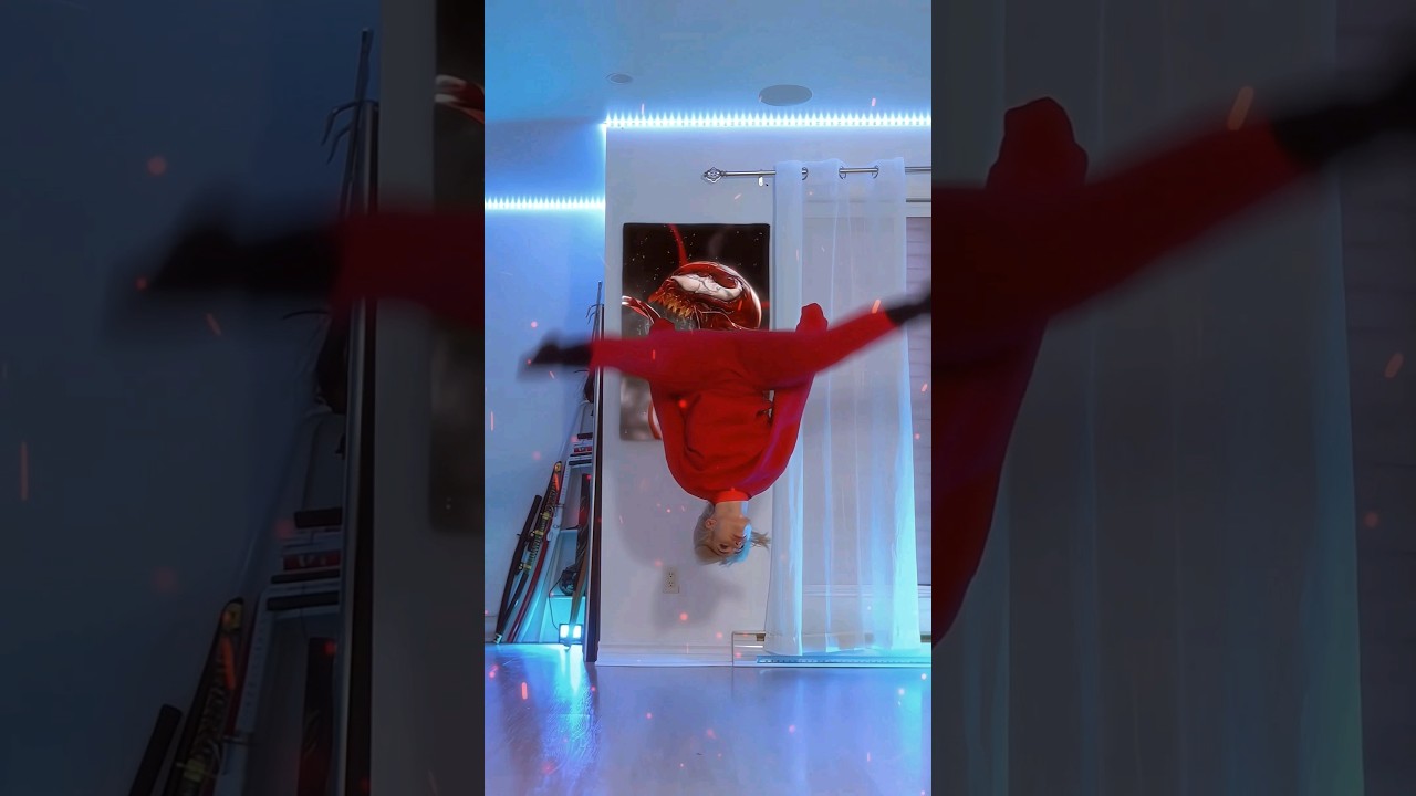 Swinging into action with my Spider-Man x Carnage suit! 🕷️🔥