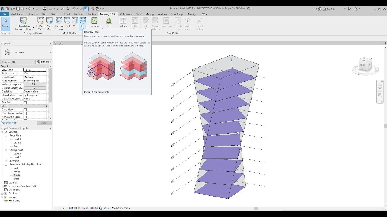 How to Add Mass Floors in Conceptual Massing - YouTube