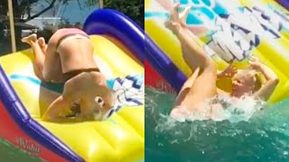 GIRL FALLS DOWN WATER SLIDE | FUNNY VIDEOS