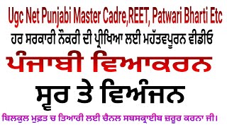 ਪੰਜਾਬੀ ਵਿਆਕਰਨ-ਵਰਨ ਭੇਦ ਸ੍ਵਰ ਤੇ ਵਿਅੰਜਨ For UGCNET Punjabi master cadre PTET,CTET,TGT,PGT,Reet Punjabi