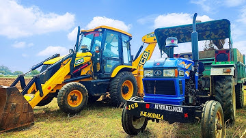 JCB 3dx Loading mitti 200 fit in Trolley । Eicher 380 । Massey 241 । tractor and Jcb video