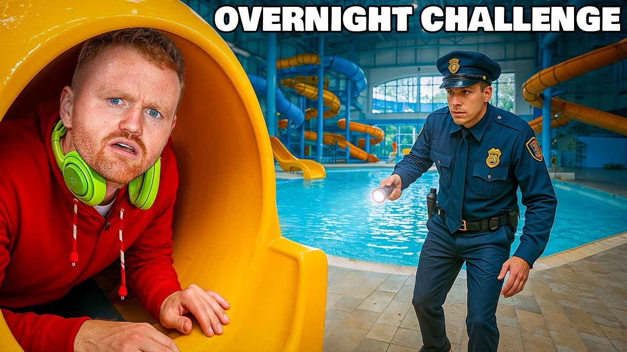 CRAZY overnight challenge in a waterpark!