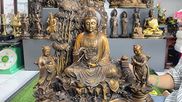 Tôn Tượng Quan Âm và Hai Vị Đồng Tử – Thần Tài Đứng Rồng, Bất Động Minh Vương, Lư Trầm Nho Sóc