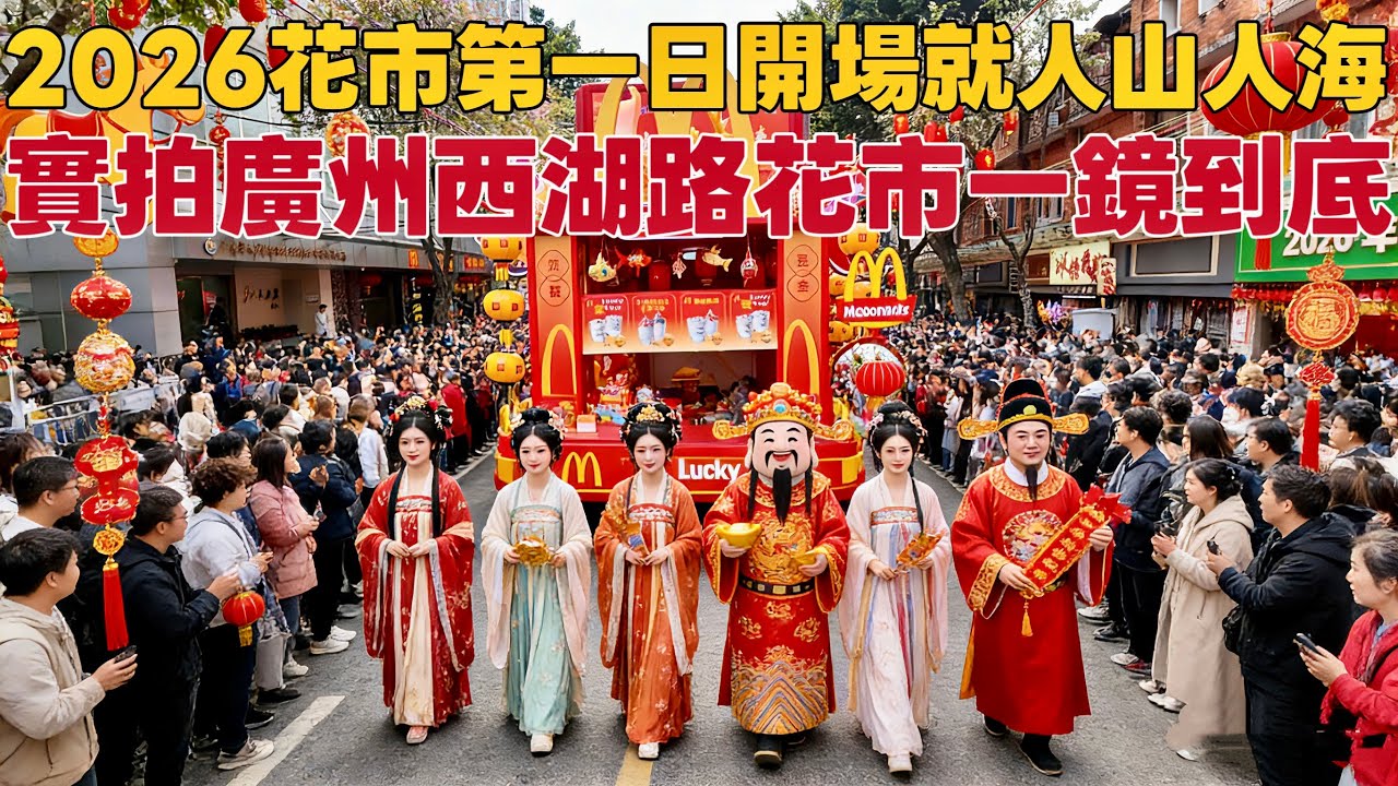實拍廣州2026新年花市人山人海，一鏡到底無剪接最真實狀況實時播報！