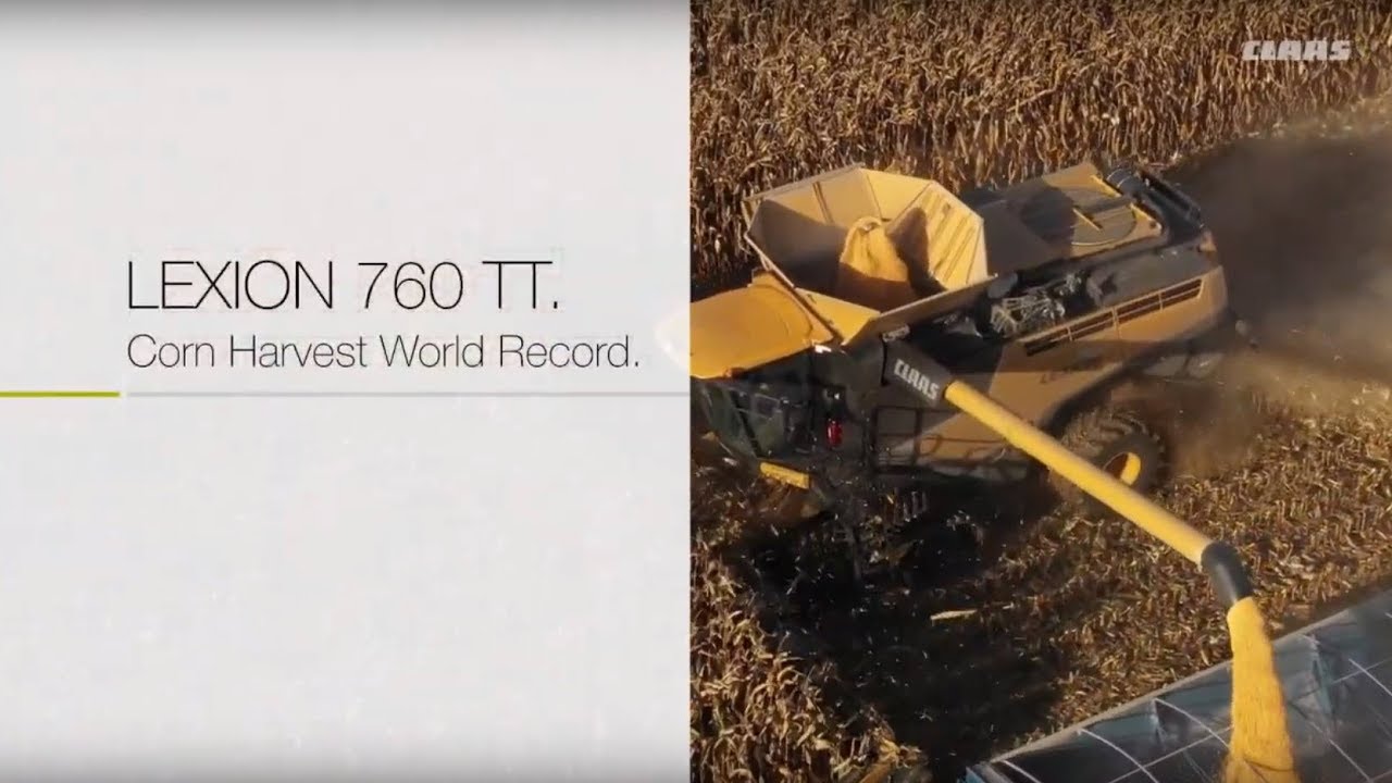 CLAAS LEXION 760 TERRA TRAC. Corn Harvest World Record 2018.