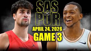 San Antonio Spurs vs Portland Trail Blazers Full Game 3 Highlights - April 24, 2026 | NBA Playoffs