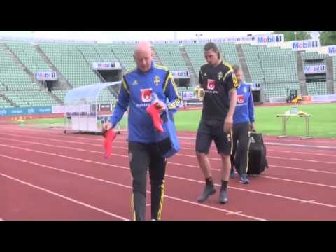 Zlatan Ibrahimovic pranks a cameraman with banana skin