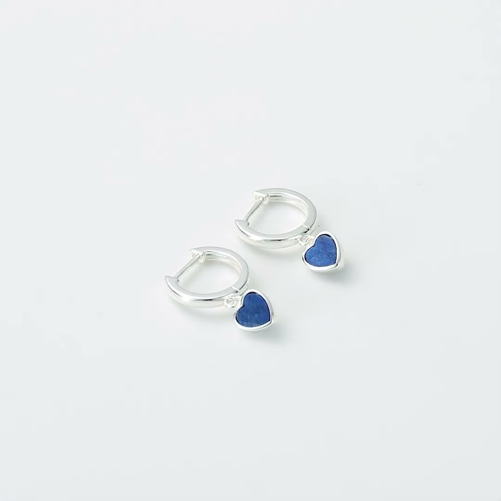 Lapis Gemstone Heart Charm Hoop Earrings with Quote Card by Philip Jones Jewellery #earrings