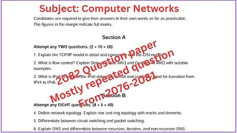 TU BSc CSIT | Computer Networks (CSC263) 2082 Question paper | Mostly repeated question 2076-2081