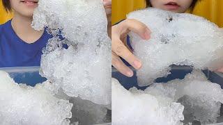 Melty Refrozen Smashed Piles | Crunchy Pellet Ice | Ice Eating ASMR Mukbang | 水脆细碎·回炉纯冰碎碎