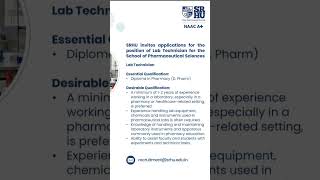 interested candidate Apply for the position of Lab Technician#Pharmaceutical science#srhu #india