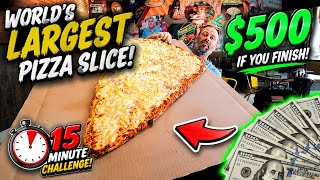 CAN I FINISH THE WORLDS LARGEST PIZZA SLICE AND WIN $500 | MANVFOOD | MOLLY SCHUYLER