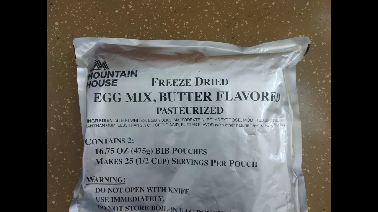 US ARMY GROUP RATION EGG MIX BUTTER FLAVOURED MRE MOUNTAIN HOUSE YouTube