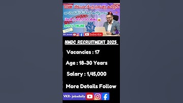 NMDC Recruitment 2025🔥 | 10th Pass Jobs | Govt Jobs Notification Out! #shorts